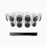 H800X - 4K 16 Channel 10 Cameras PoE Security System, 1/1.8'' BSI Sensor, f/1.6 Aperture (0.003 Lux), Siren & Strobe Alarm,Two-Way Audio, Human & Vehicle Detection, Perimeter Protection, Works with Alexa, All-Metal Housing
